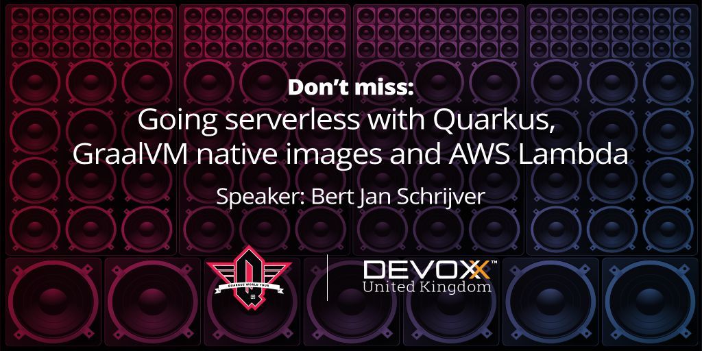 At Devoxx UK? Don't miss 'Going serverless with Quarkus, GraalVM native images and AWS Lambda' with Bert Jan Schrijver on Thursday buff.ly/3UOUlzy #quarkusworldtour