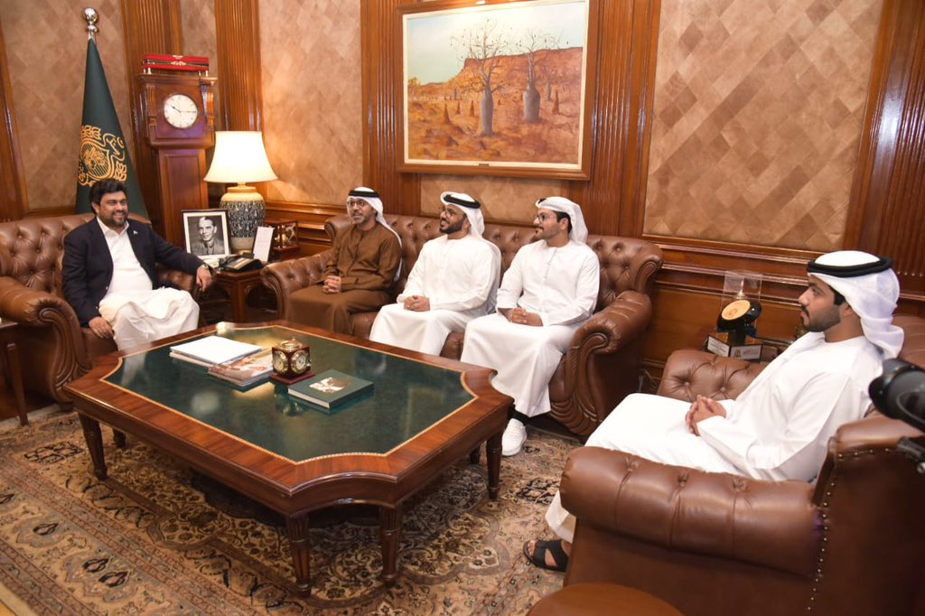 H.E Hamad Obaid Alzaabi, the UAE Ambassador to Islamabad, meets with H.E Kamran Tesori, Governor of Sindh province, and discusses matters of mutual interest and ways to enhance bilateral cooperation, in presence of H.E Bakheet Al Rumaithi, Consul General in Karachi