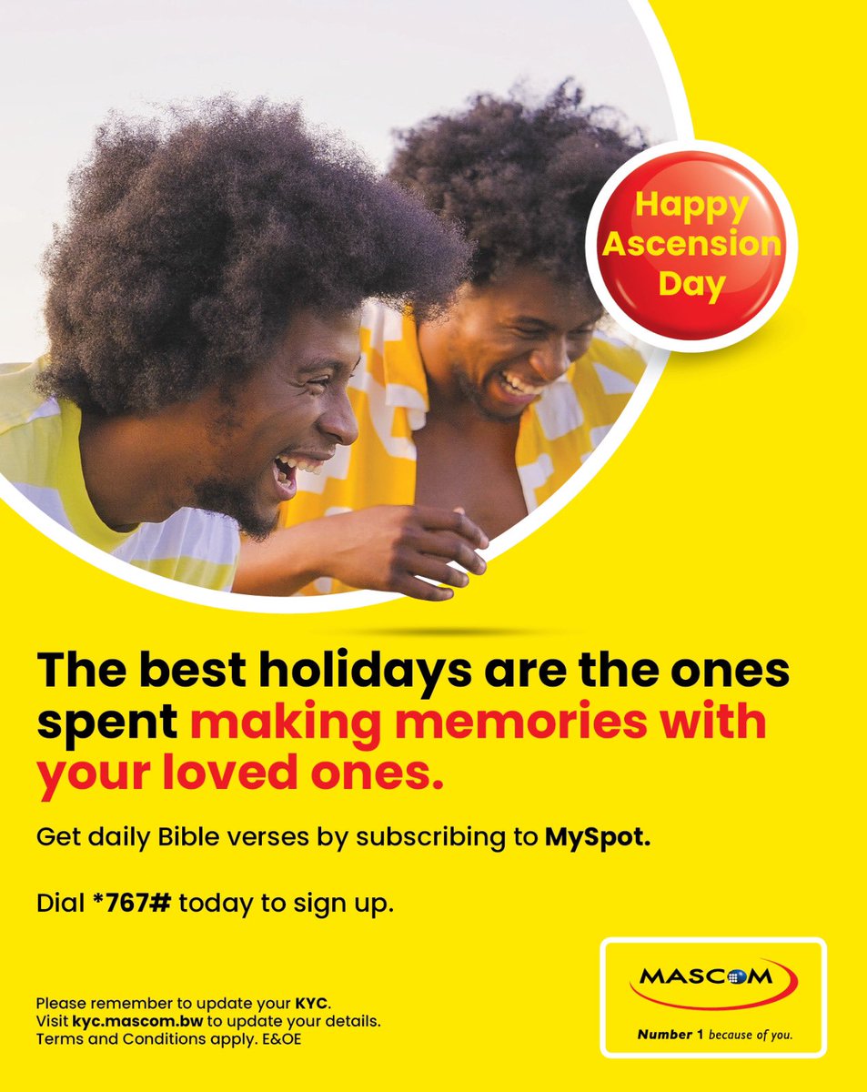 Create unforgettable moments with loved ones this Ascension Day! Enrich your daily routine with MySpot's Bible verses. Dial *767# to start your journey today. #AscensionDay #MySpot #Number1BecauseOfYou