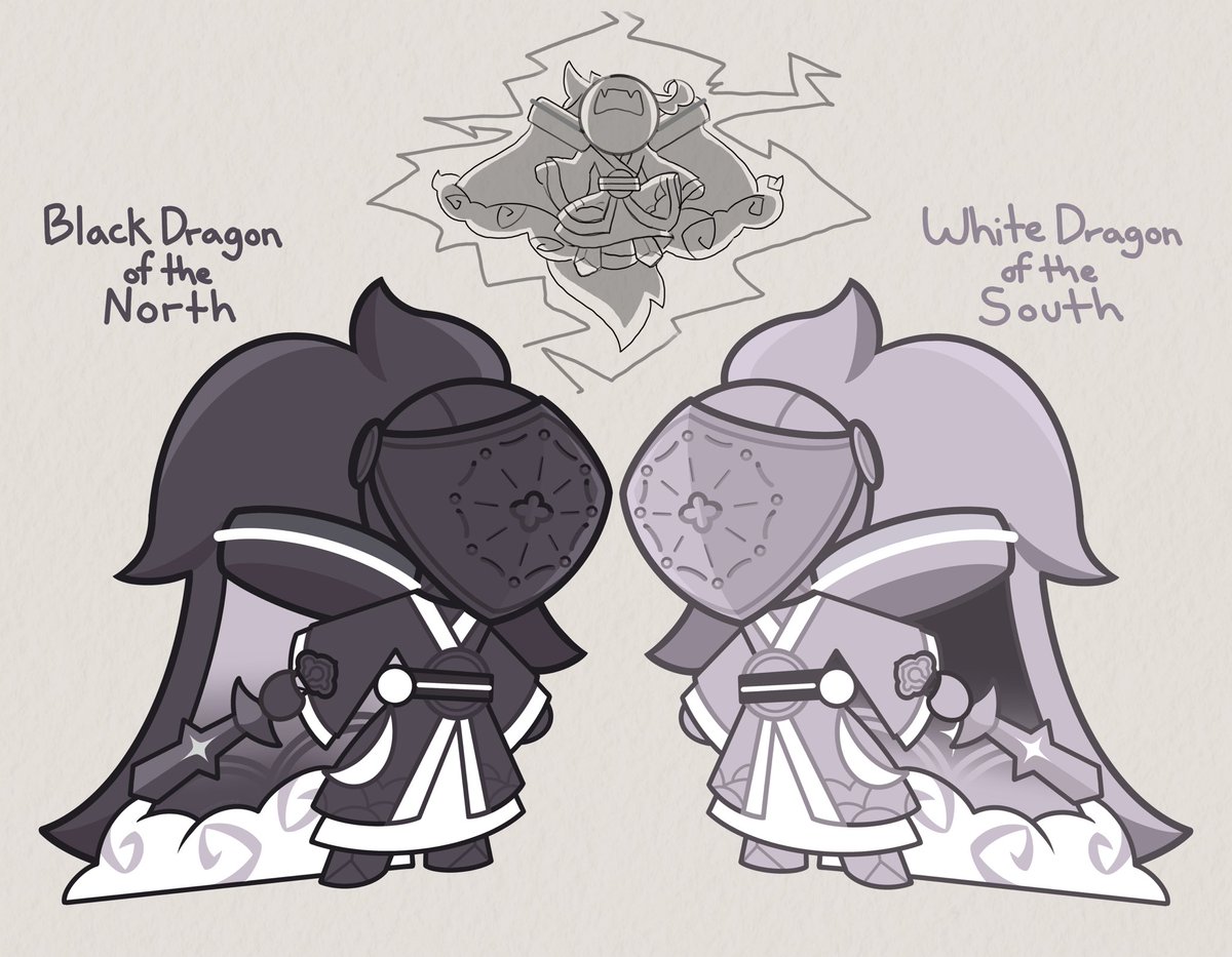 I got a couple requests to draw Black and White Dragon in their split forms ⚫️⚪️ I like the idea that they’ve become nameless/faceless and have forgotten their true identity #cookierunkingdom #cookierunfanart