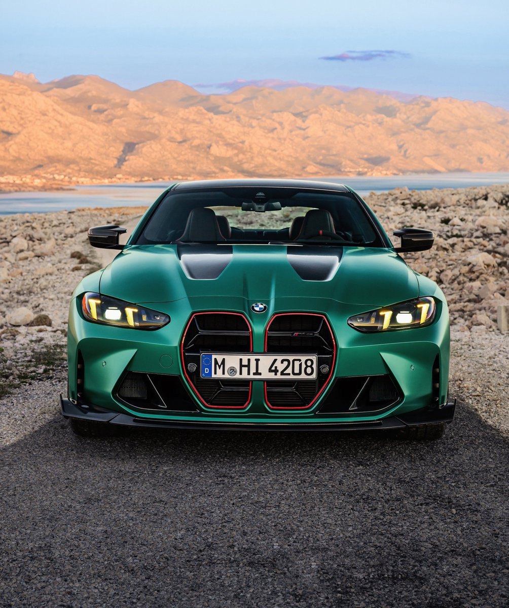 The M4 has a CS too. The new 2025 BMW M4 CS, sits below the CSL. 

Featured here in an exclusive Frozen Isle of Man Green Metallic and Gold Bronze V Spoke wheels

Engine: 3.0L inline 6 twin turbo 
Output: 550hp, 650nm
Gearbox: 8 speed auto 
Transmission: AWD (xdrive) 
0-100kmh: