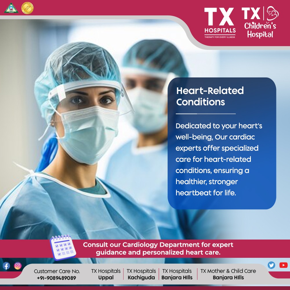 Keep your heart healthy and strong! 🫀 Consult our Cardiology experts for specialized care and personalized treatment. Book Now: txhospitals.in/specialities/c… Call Now: 9089489089 #HeartHealth #Cardiology