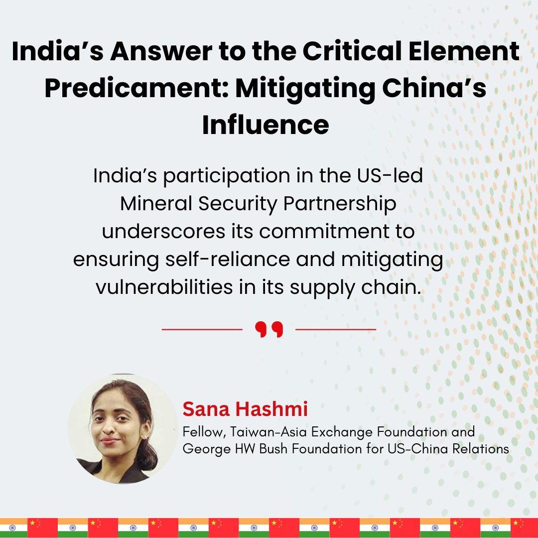 #India is actively pursuing strategies to de-couple from #China, positioning itself as a credible alternative for collaboration and addressing the challenges posed by #China: @sanahashmi1 Read here or-f.org/26931