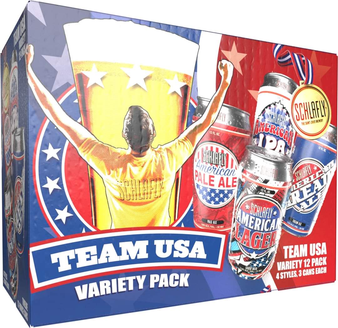 🚨 NEW BEER RELEASE! GO RED, WHITE & BLUE! @Schlafly leads this Summer’s Team USA with gold medal-worthy 🥇 brews that only #Schlafly's world famous St. Louis brewery can deliver! 🇺🇸🍺 Grab a TEAM USA variety 12 pack: #AmericanLager #AmericanPaleAle #AmericanIPA #AmericanCreamAle