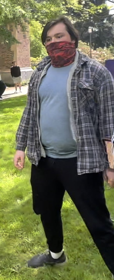 Not sure if these are man breasts or female breasts. Regardless, let's out this violent far-left activist. I'd say this homie is White and about 6ft 2 inches tall, pushing 300 bills easy. Horrible fashion sense and a bad hair cut.