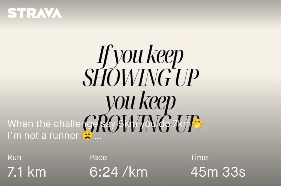 When the challenge say 5km you do 7km🤭
I’m not a runner 😩

#Avsfitness #TeamAvs #BeBetter #MadMayChallenge #Consistency