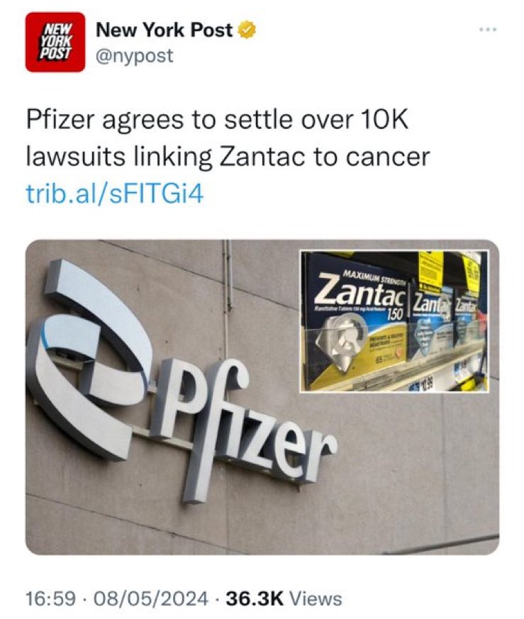 If Pfizer admits that Zantac causes cancer…do you honestly believe that they didn’t inject the World with cancer with their ‘Covid Vaccine’?