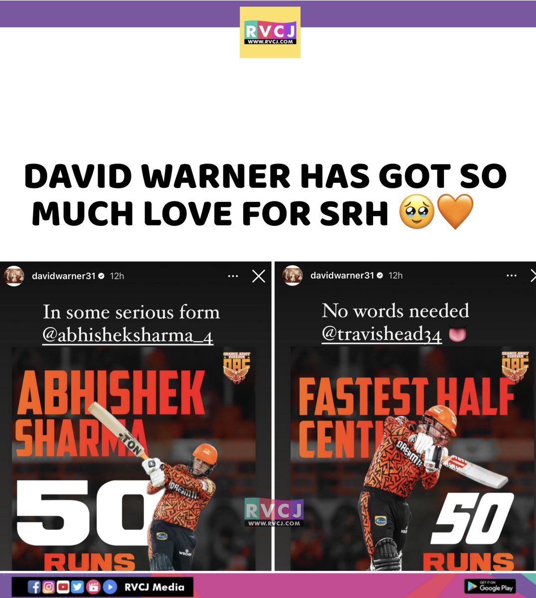 David Warner still love SRH players 🧡