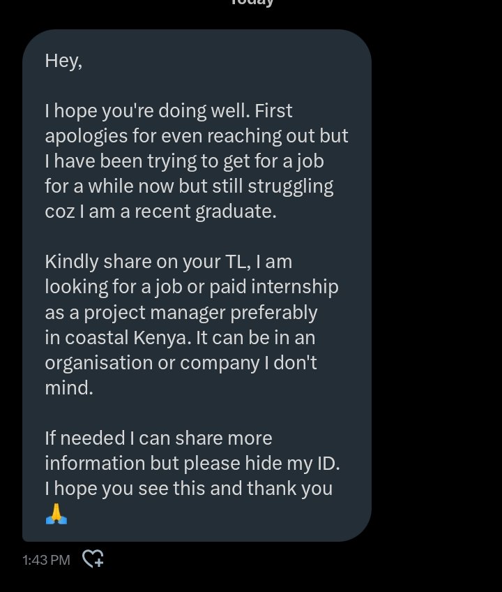 Anyone in Mombasa looking for a project manager, help a friend.🙏 

#IkoKaziKE