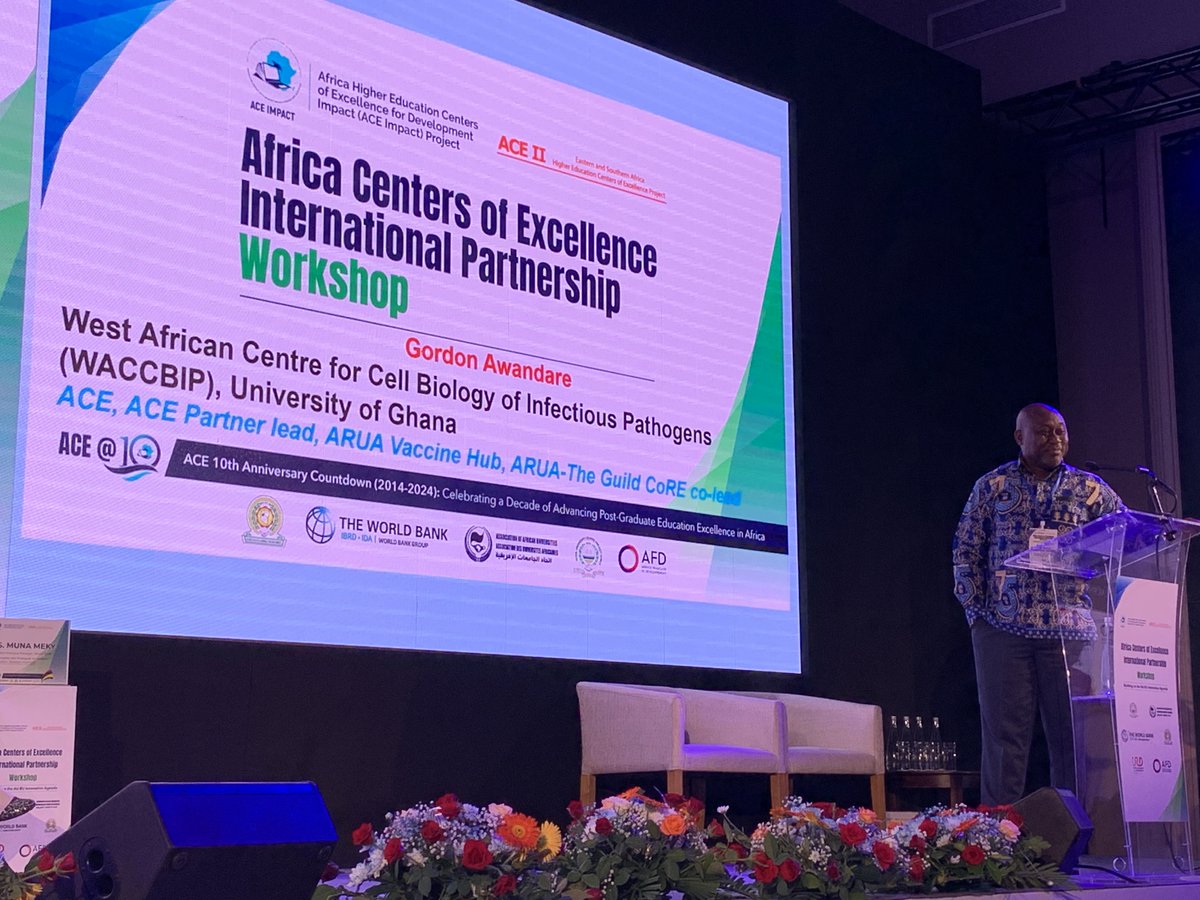 Where @Ace2Africa meets #AfricaEuropeCoRE: @gordon_awandare @UnivofGh showing at @WorldBankAfrica international partnership meeting how @the_ACEProject long-term funding reversed brain drain, supported research students, and led to ground-breaking vaccine discoveries.
