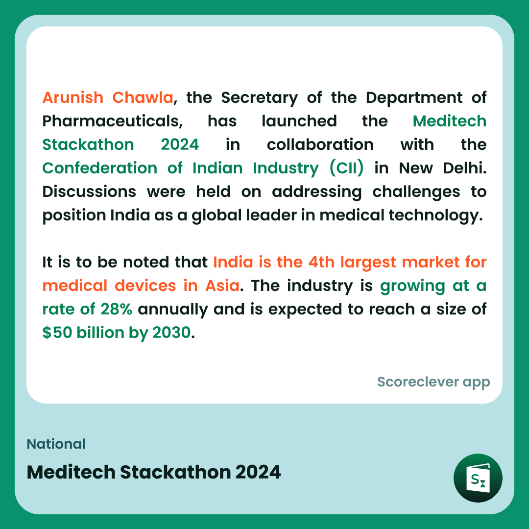 🟢🟠 𝐈𝐦𝐩𝐨𝐫𝐭𝐚𝐧𝐭 𝐍𝐞𝐰𝐬: Meditech Stackathon 2024

Follow Scoreclever News for more

#ExamPrep #UPSC #IBPS #SSC #GovernmentExams #DailyUpdate #News