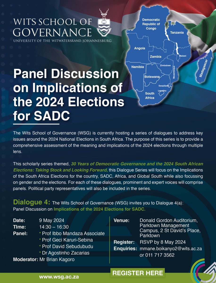 #LetFreedomSing Please join us this afternoon for an incisive , exciting, and informative dialogue on the South African elections and implications for @SADC_News @DeproseM @amutambara @ali_naka Register early to avoid missing out !