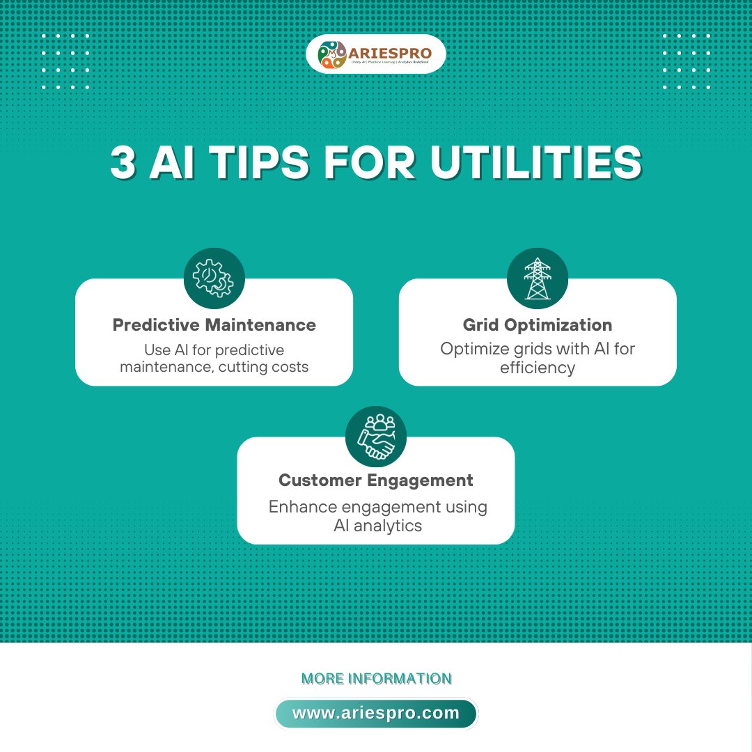 Discover how AI is revolutionizing utilities with these 3 tips! Ready to transform your operations? 

 #AI #Utilities #PredictiveMaintenance #GridOptimization #CustomerEngagement #Innovation #Tech #Energy #Sustainability #SmartGrid #DigitalTransformation #Analytics #IoT