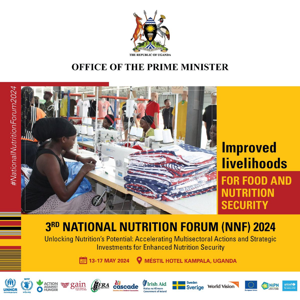 Improved livelihoods for food and nutrition, as well as security. The 3RD National Nutrition Forum 2024 aims to unlock nutrition's potential by accelerating multisectoral actions and strategic investments for enhanced nutrition security. #NationalNutritionForum2024