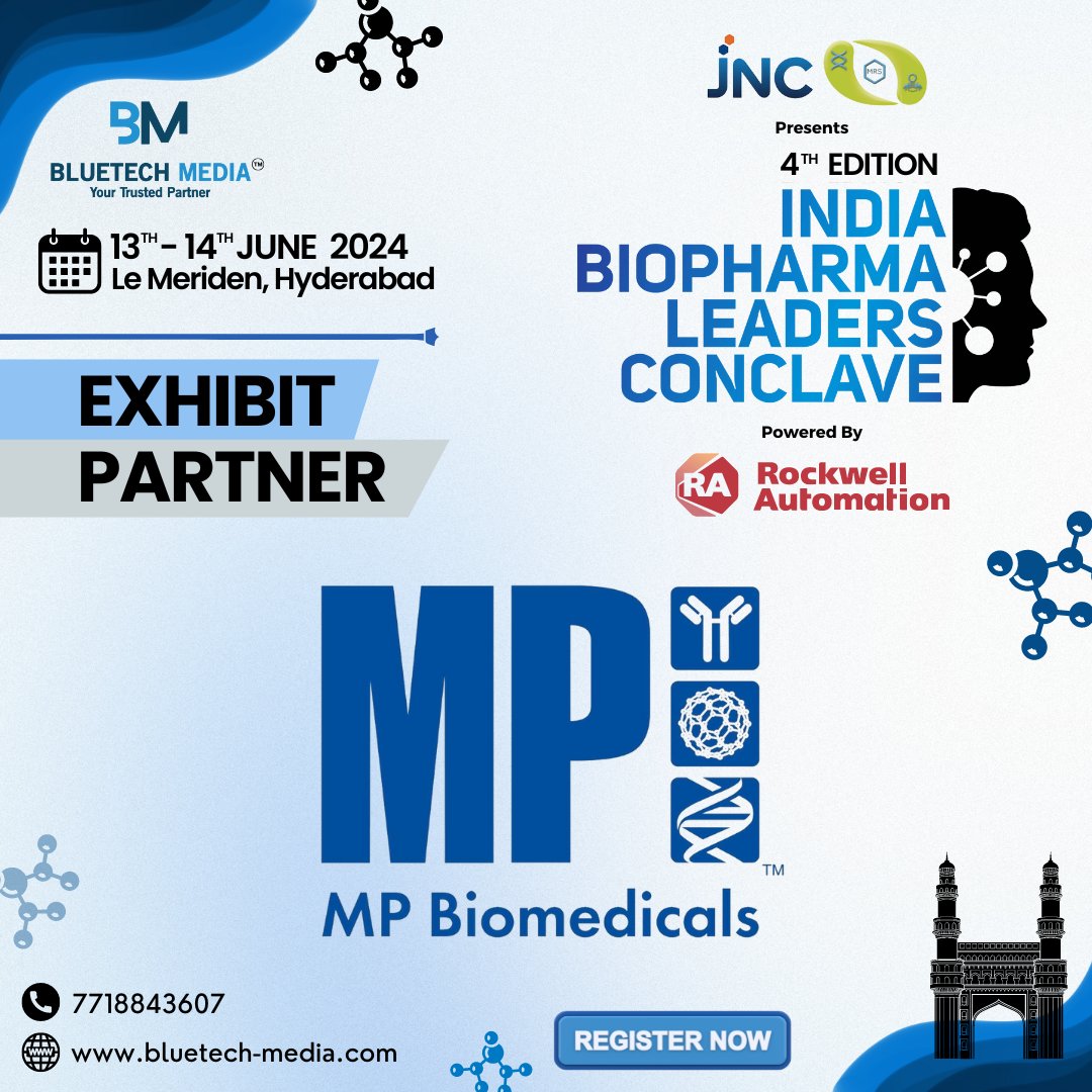 We're thrilled to announce MP Biomedicals as our Exhibit Partner for the 4th Edition of the India Biopharma Leaders Conclave, proudly presented by M R Sanghavi & Co., powered by Rockwell Automation, and hosted by BlueTech Media™. 
click lnkd.in/d2T9iruW