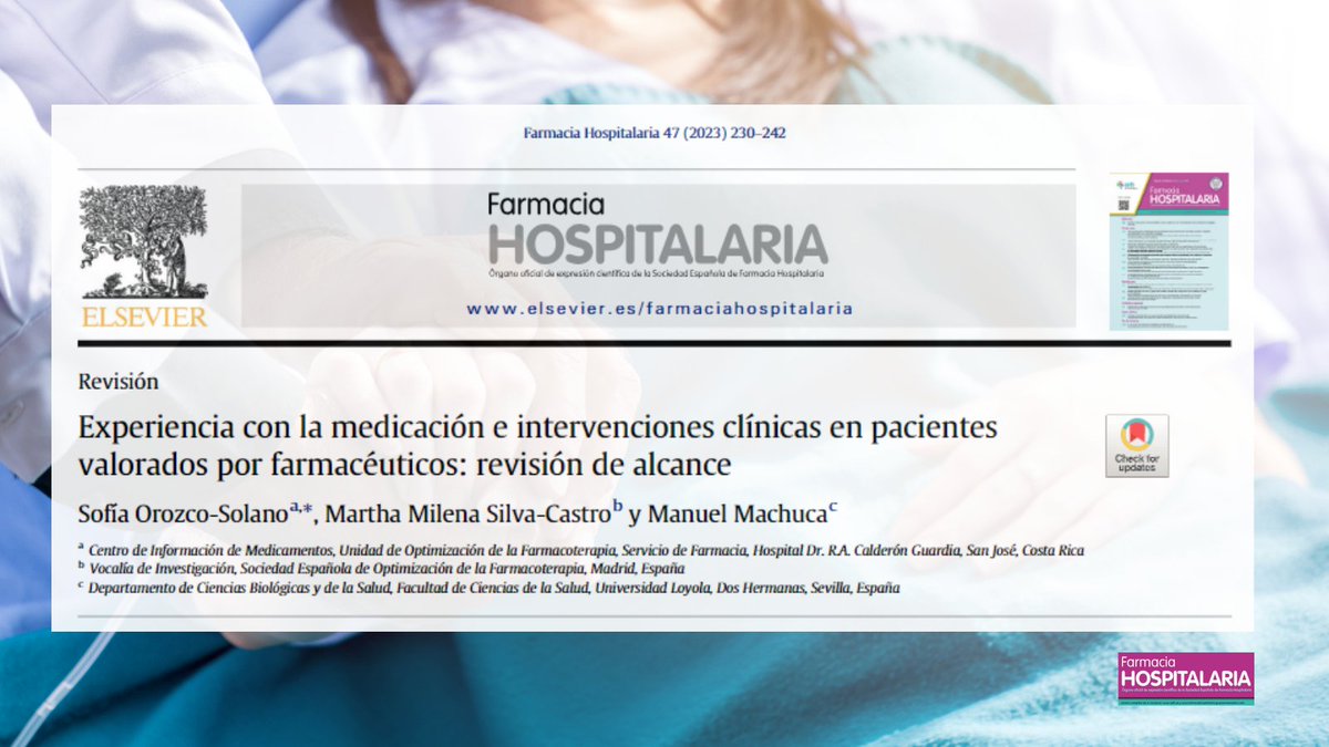 #Review Experiencia con la medicación e intervenciones clínicas en pacientes valorados por farmacéuticos: revisión de alcance #RevistaFarmaciaHospitalaria #HospitalPharmacy revistafarmaciahospitalaria.es/es-experiencia…