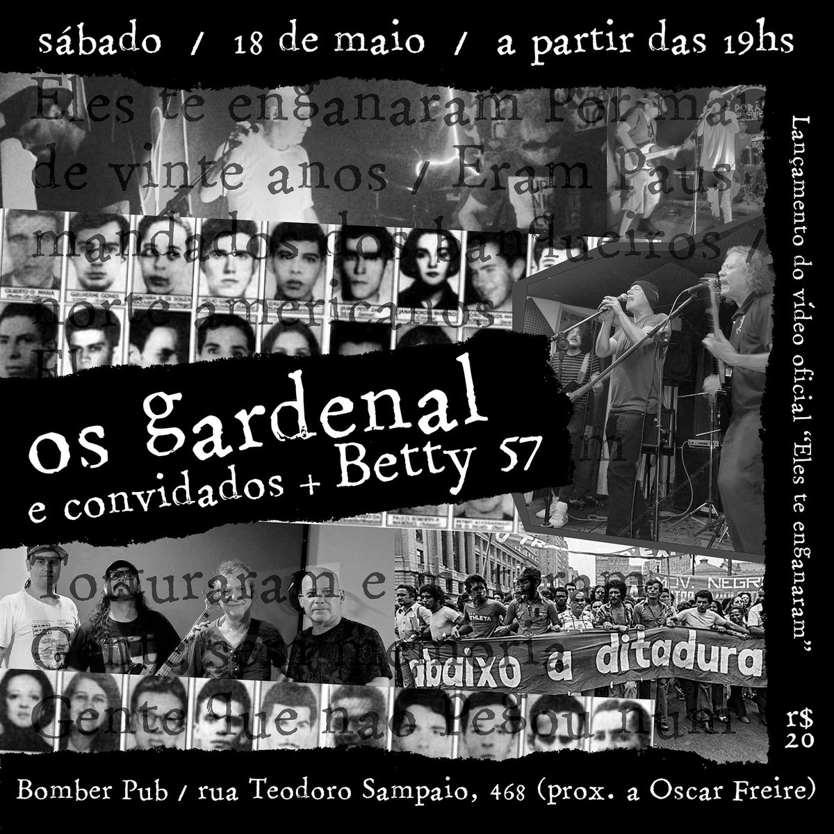 andrerevolver's tweet photo. Sab, 18/5 à partir de 19h
Lançamento do vídeo oficial "Eles te enganaram" -
Os Gardenal &amp; convs + Betty 57 !!!
Bomber Pub - rua Teodoro Sampaio, 468 (próx a Oscar Freire)
Entr: 20,00
#osgardenaloficial #rocknroll https://t.co/wQxdhBNHQm