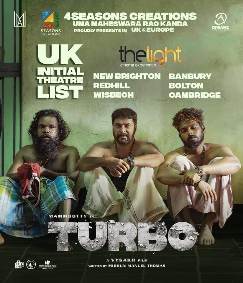 #TURBO UK & Europe Initial Theatre List. @vuecinemas @cineworld @TheLightCinema More to be added 👊 @mammukka #Mammootty