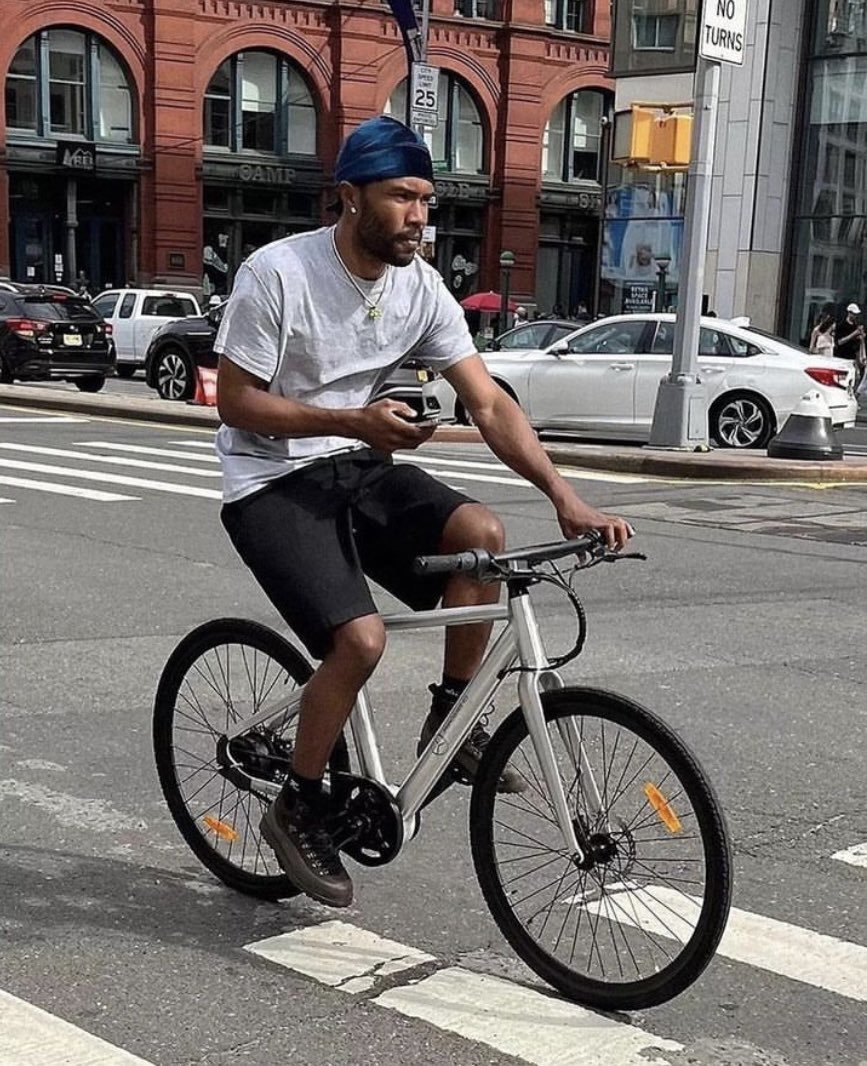 Frank Ocean riding a Mercedes Bike in NYC