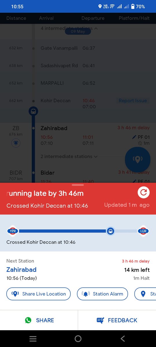 Approx 4 hr delay in Yashvantapur Latur express
<a href="/RailMinIndia/">Ministry of Railways</a> <a href="/RailwaySeva/">RailwaySeva</a> 
Many Kids, elderly people are in train.
Kids can manage with snacks but elderly people wnt to take medicine on time and need breakfast on time &amp; they can't hv platform breakfast as it is not balanced food