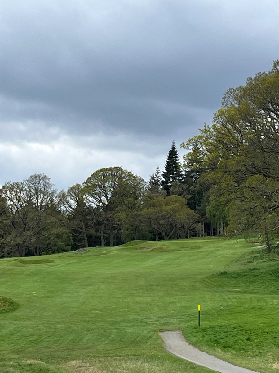 Pitlochry.  A short but interesting and incredibly scenic course.  First round of our trip.  A decent round of 76 with a disappointing double on the last.