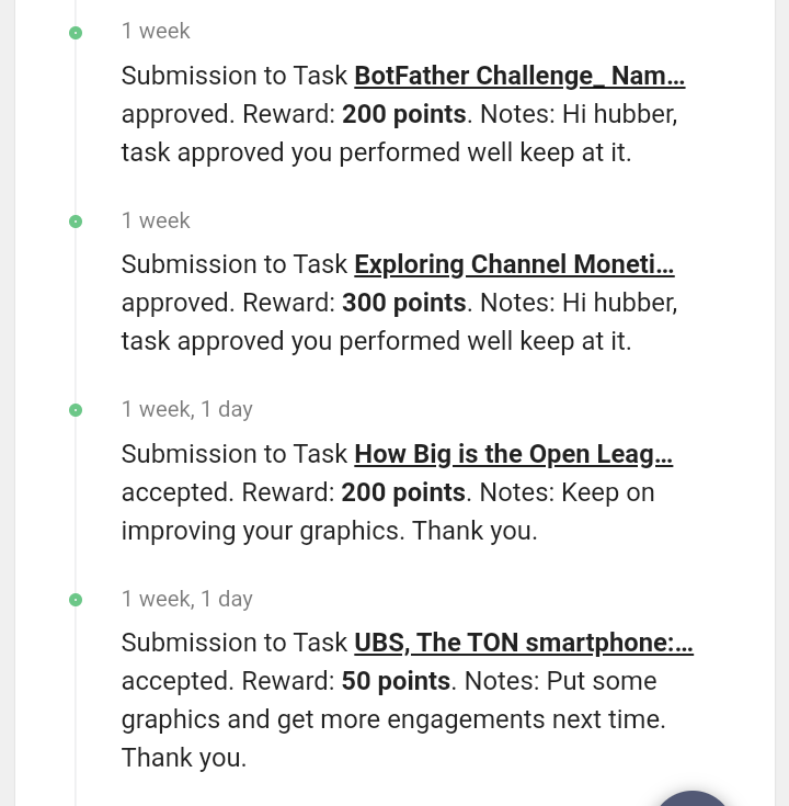 Come check the rewards of my recent @ton_blockchain tasks. That's 750 $TON points on 4 tasks. You can earn more points on #TON hub, by completing different tasks.