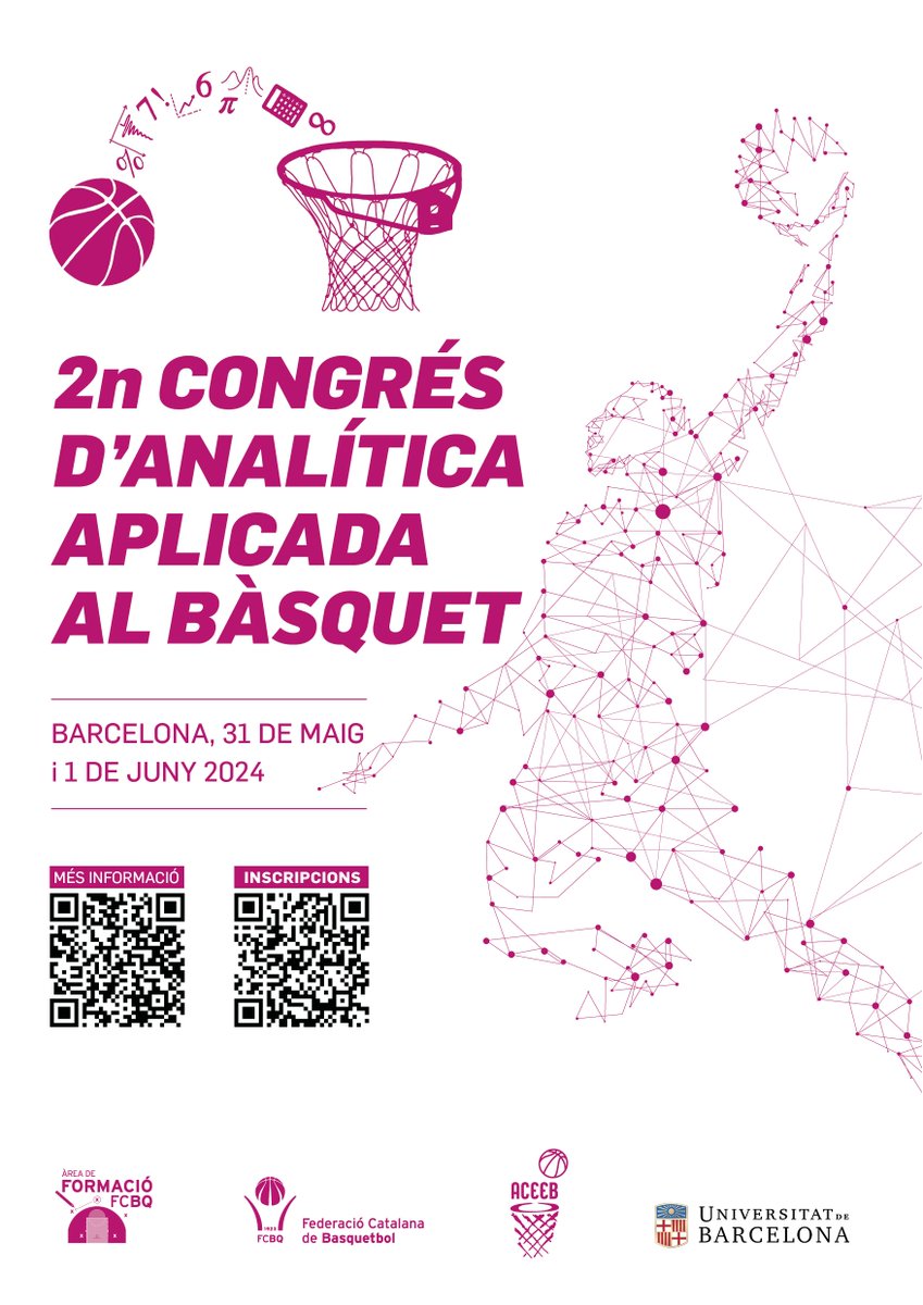 No t'ho perdis! Inscriu-te al 2n CONGRÉS D'ANALÍTICA APLICADA AL BÀSQUET . Per a entrenadors/es, analistes, estudiants, periodistes... Aqui teniu tota la informació! 👇👇
