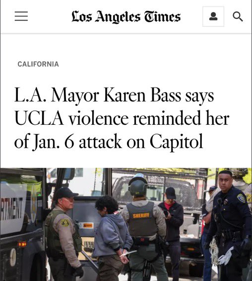 Hi, @latimes, your article is about the April 30 attack by a *pro-Israel* mob. Why are you using a picture of the *pro-Palestine* supporter being falsely arrested a week later? Fix this.