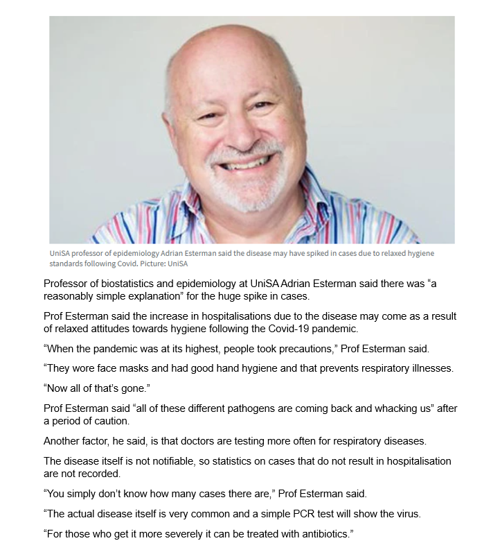 South Australia: Hospitalisations of SA kids due to a potentially deadly pneumonia respiratory disease has skyrocketed with worrying symptoms. By Shashi Baltutis

<a href="/SAHealth/">SA Health</a> #pneumoniarespiratorydisease #Mycoplasmapneumoniae <a href="/PictonChris/">Chris Picton MP</a> 

Source: adelaidenow.com.au/news/south-aus…