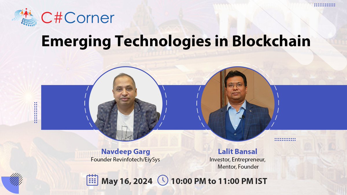 Join @lalitbansal81 & @navdeepgarg on May 16th to explore the world of Emerging Technologies in Blockchain. Don't miss out on this insightful discussion!   

Register now: tinyurl.com/6x7fb7s2 

#BlockchainTechnology #Blockchain #LiveShow #BlockchainInnovation…