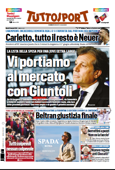 leodiby's tweet photo. Buongiorno e buon giovedi a tutti, le prime pagine dei giornali di oggi 9 maggio 2024

Tuttosport - "Vi portiamo al mercato di Giuntoli"

Corriere dello Sport - "Non c'è una senza tre"

Gazzetta dello Sport - "E una!"

⚪️⚫️ Fino alla Fine Forza Juventus ⚪️⚫️ https://t.co/iP2Yx9Zak1