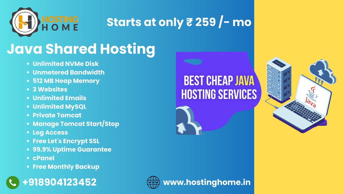 Hostinghome1's tweet image. Empower your Java applications with our robust Java Shared Hosting! Experience seamless performance and reliability with Hosting Home.
Visit Us
hostinghome.in/java-shared-ho…
Contact us
+918904123452
+918904255424
#JavaSharedHosting
#JavaHosting
#SharedHosting
#WebHosting