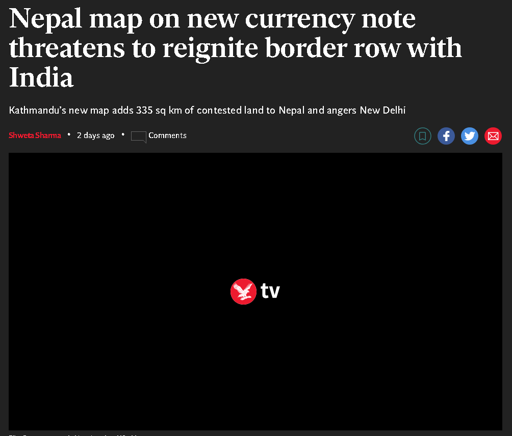 Such a shame that Nepali political parties are willing to give up on friendship for a futile claim.

Kudos to India for calm and measured response stressing need for dialogue over unilateral actions. #NepalIndiaRelations