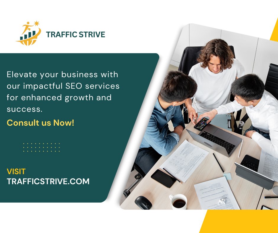Maximize Your Business Growth: Our Impactful SEO Services🚀 

Visit - trafficstrive.com

#TrafficStrive #SEO #DigitalMarketing #BusinessGrowth #OnlineVisibility #SearchEngineOptimization #MarketingStrategy #SEOservices #GrowYourBusiness #OnlineMarketing #WebsiteTraffic