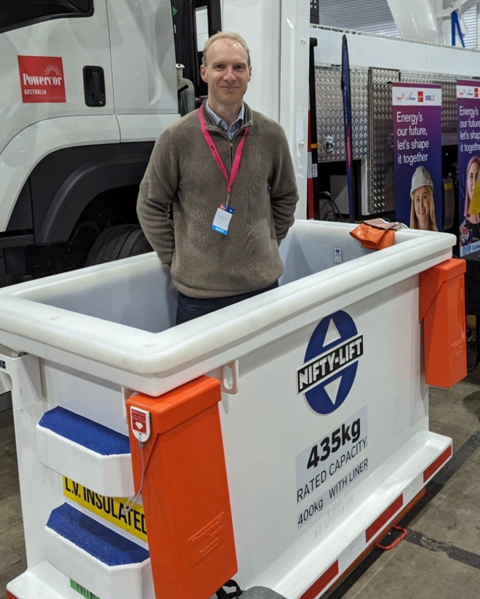 Trade &amp; Tech Fit career expo showcasing rewarding and well-paid career opportunities  to female and gender diverse secondary students in the trade and technology industries.  Dennis got to reach new heights in CitiPower &amp; PowerCor's NiftyLift.  #womenintrades #VET #Citipower