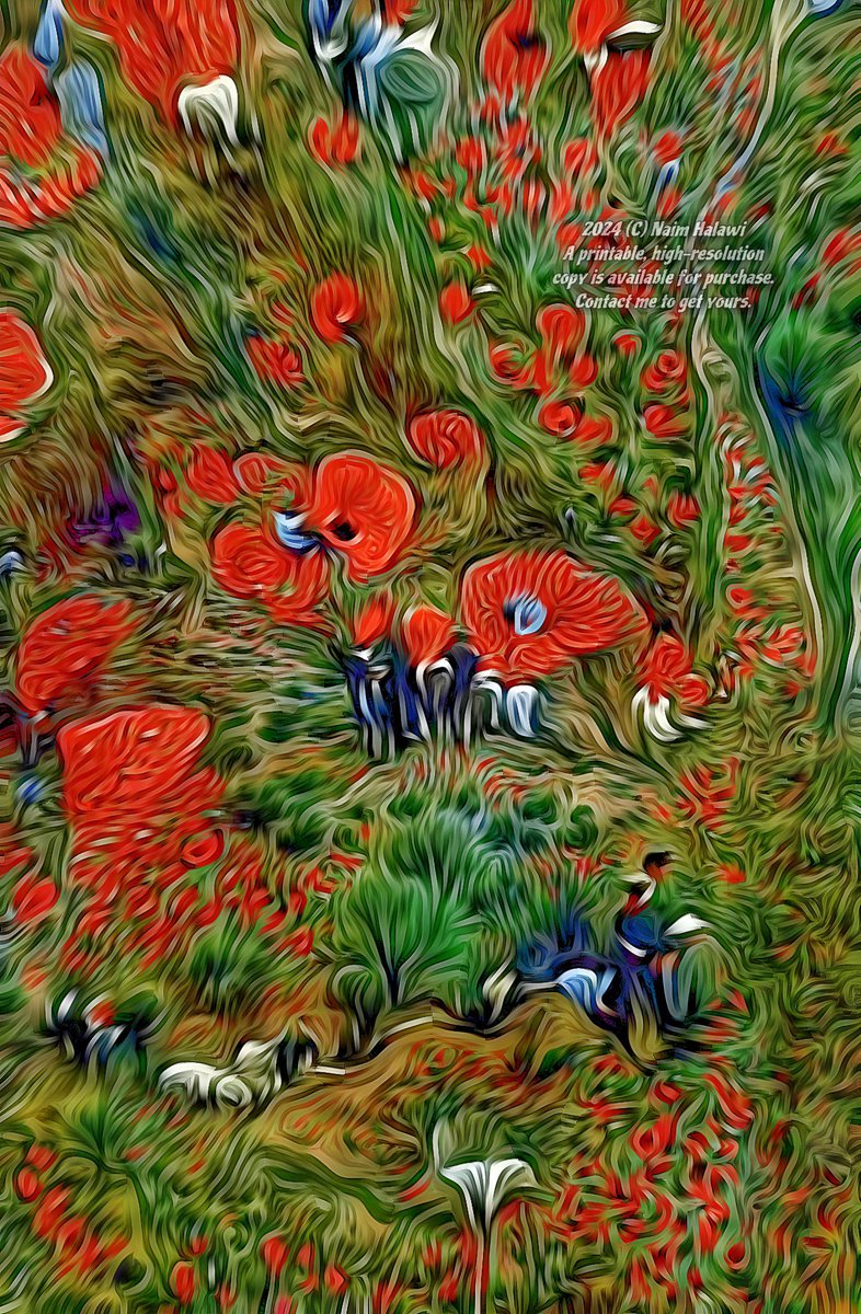 لوحة فنية رقمية من أعمال ن.ح. بعنوان: 'حقلُ الورود' 🌺