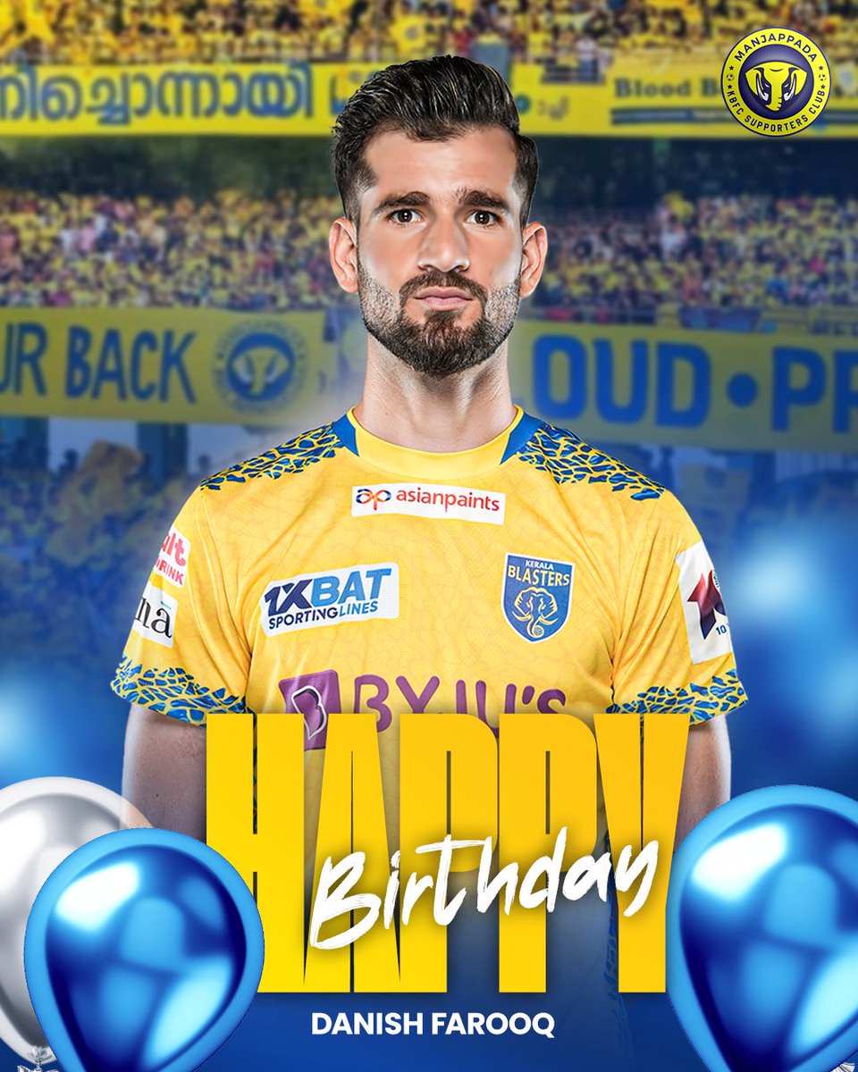 To the one who never stops chasing dreams and scoring goals ! Another year older, another year stronger! 🎉⚽️ Happy Birthday, Danish Farooq! 💛 #Manjappada #KBFC #KoodeyundManjappada #BirthdayWishes #BlastersFamily