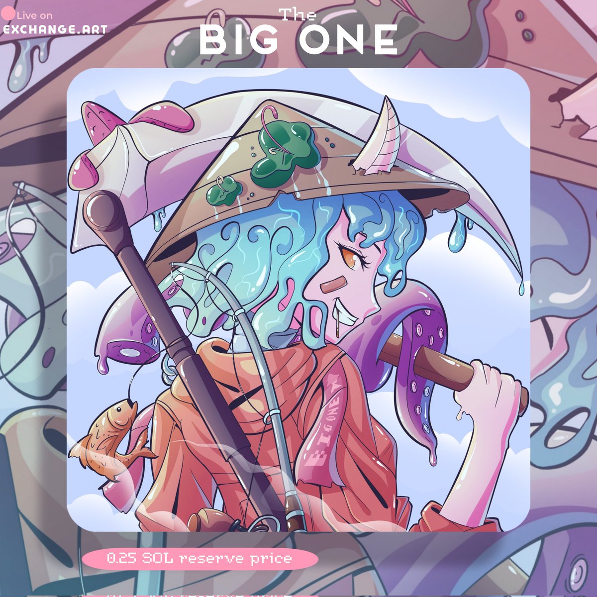 GM
Auction of AYEx #054 is live on @exchgART 

'The Big One'
 🐟 1/1 art
 🐟 0.25 $SOL reserve price
 🐟 24 hours

🔗 Link on the tweet below

Feel free to drop a bid fam! 
Happy bidding 💜

#NFT #NFTs #Akarayume #Solana #SolanaNFT #blamekato