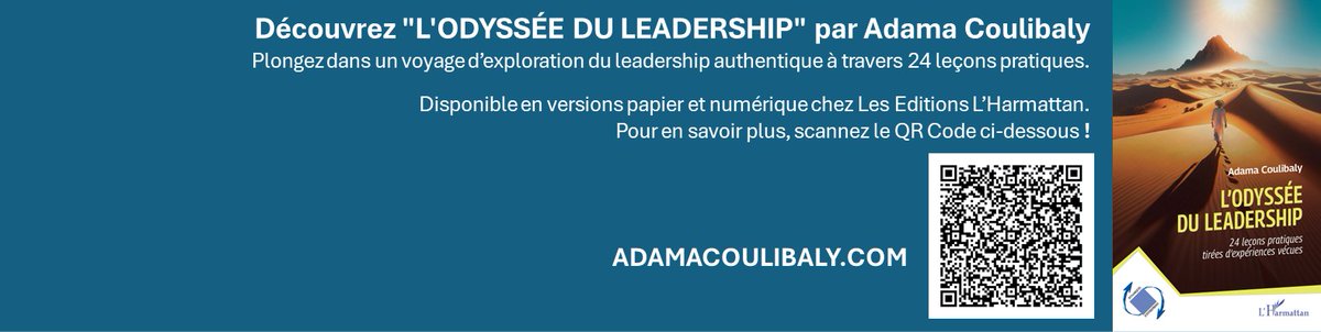 🌟 [FRANÇAIS]

C'est avec une immense fierté que j'annonce la sortie de mon premier livre, "L'ODYSSÉE DU LEADERSHIP" par Adama Coulibaly, aujourd'hui le 9 mai ! Ce livre est une exploration de la sagesse ancestrale et des concepts modernes de leadership à travers 24 leçons