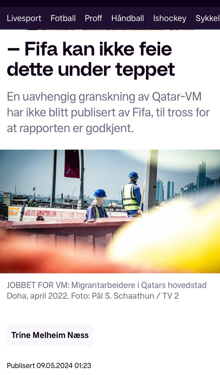🧵 Ved forrige FIFA-kongress fikk @nff_info igjennom at FIFA måtte vurdere hvorvidt man hadde etterlevd egen menneskerettspolicy og respektert menneskerettighetene i #Qatar En uavhengig rapport skal kreve at migrantarbeiderne kompenseres, men rapporten har ikke sett dagslys