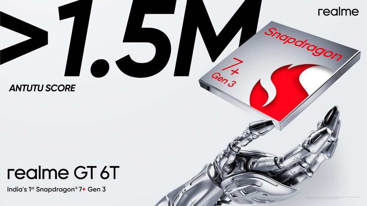 OMG, Realme GT 6T with more than 1.5M antutu score..!! Qualcomm Snapdragon 7+ Gen 3 🔥 @realmeIndia #realmeGT6T
