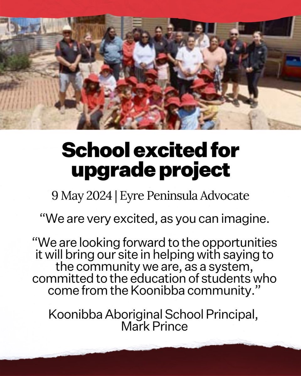 Koonibba Aboriginal School in South Australia received $1.4m as part of the Schools Upgrade Fund for public schools 👇👇👇