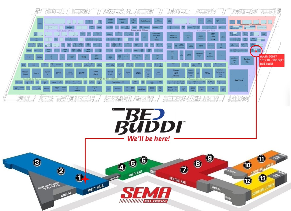 WE'RE IN! Bed Buddi has secured booth space for SEMA 2024 in the Truck/SUV/Off-road pavilion in the West Hall of the Vegas Convention Center!

This will be our 3rd consecutive trip to SEMA, and we are already looking forward to it!

SEMA Show, Nov. 5-8, 2024 

#bedbuddi
#semashow