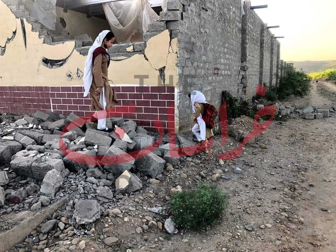 TKD PHOTO: Girls arrive to a damaged school in North Waziristan this morning which was blown up by militants late last night. Copyrights, The Khorasan Diary, May 9, 2024.