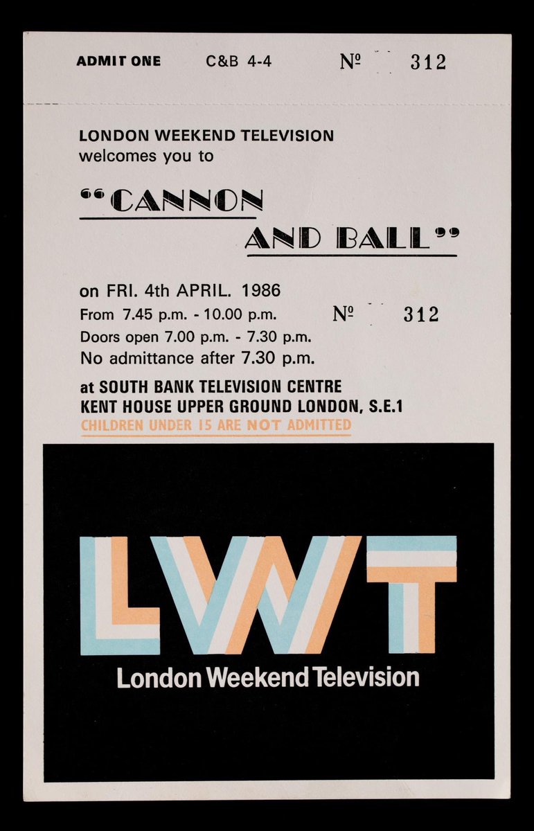 116. Cannon & Ball (04.04.86) 64 episodes (1979-88) South Bank TV Centre.Starring Tommy Cannon & Bobby Ball. Carrying on the tradition of the great double acts – Tommy and Bobby had chemistry and silliness that made for some of the most well-loved Saturday night telly of the era.