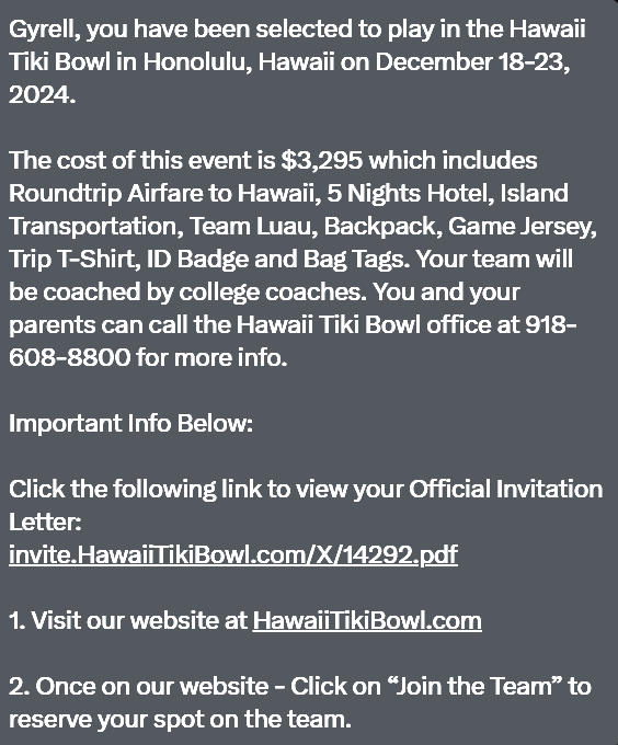 GyrellxHasley's tweet image. BLESSED TO RECEIVE A INVITATION TO THE CLASS OF 2025 TIKI BOWL FROM @HawaiiTikiBowl I APPRECIATE THIS OPPORTUNITY IVE BEEN GIVEN @marcanderson_  @coachjmcdaniels @CoachBobbyJay @bradodom @bmeasom1 @UtahCoachWhitt  @CoachDickert @coachmhagans @CoachMMMoore @SHSpartanNation