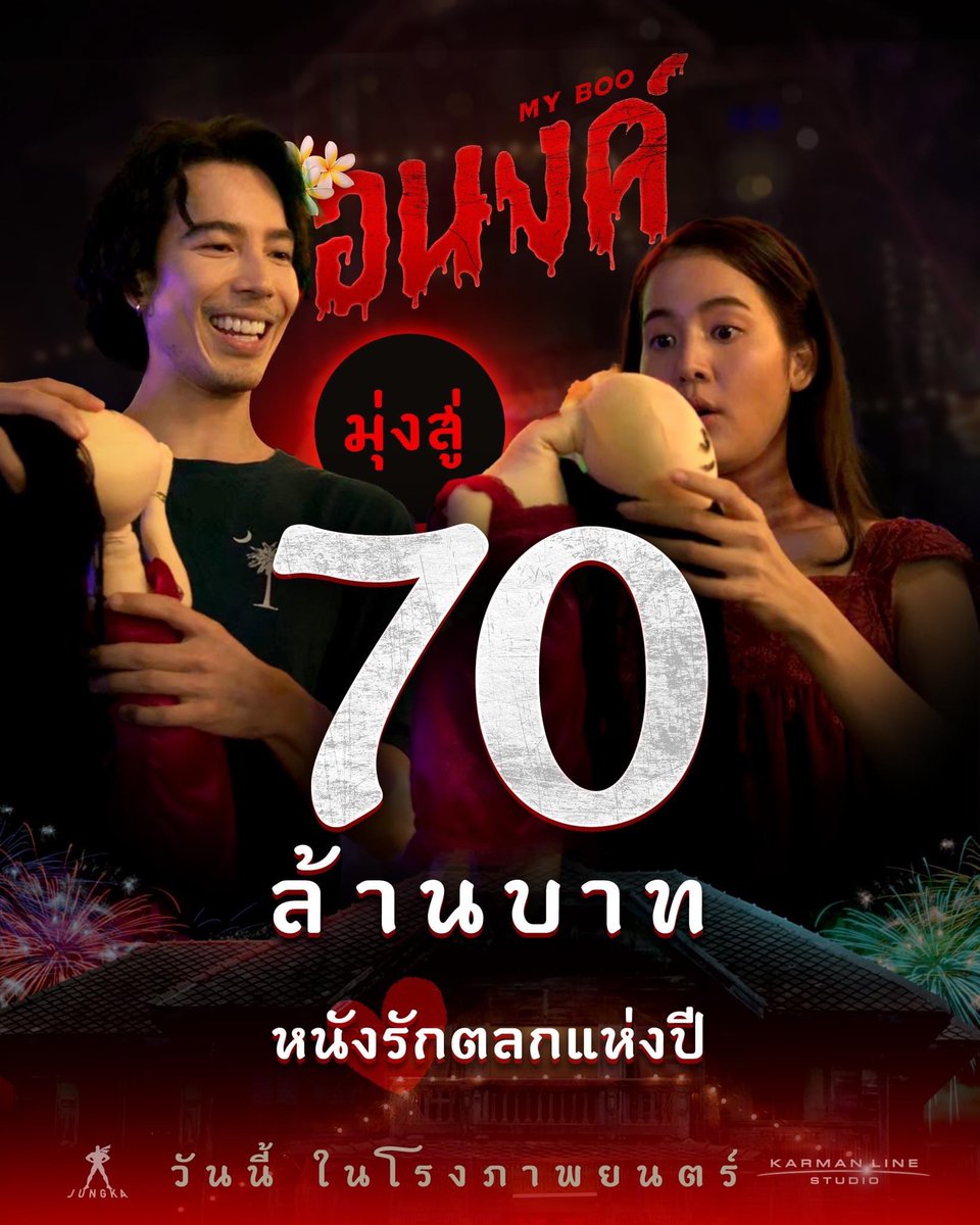 หนังรักที่มอบเสียงหัวเราะให้คนดู
วันนี้กำลังพุ่งไปสู่ 70 ล้าน 🙏🏻🎉
และผีอนงค์ยังคงเปิดบ้านต้อนรับทุกคน ทุกวัน

#อนงค์
#MyBooTheMovie 
#จี๋สุทธิรักษ์ #geesutthirak #โบว์เมลดา #bowmaylada