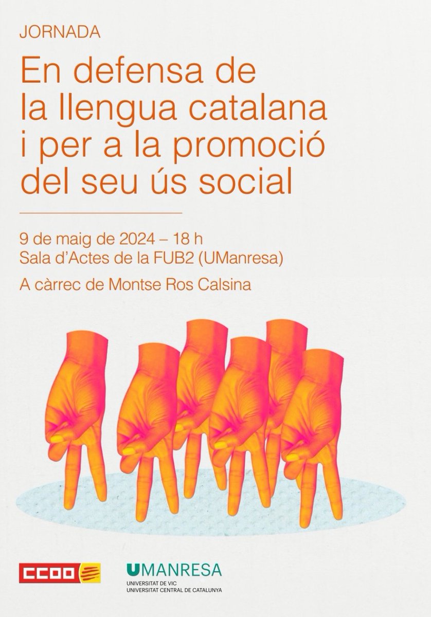 Si voleu, podem parlar de la llengua catalana aquesta tarda a Manresa. Gràcies a la FUB per aquesta col·laboració. Em sembla que el món del treball té una perspectiva que el món polític no veu.