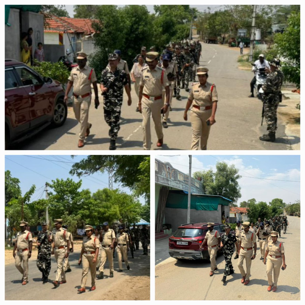 In view of #LokSabhaElection2024,  #flagmarch is being organized at large with Police and CAPFs in Siddipet Commissionerate limits. @ECISVEEP @CEO_Telangana @TelanganaCOPs @TelanganaDGP  #Siddipetpolice