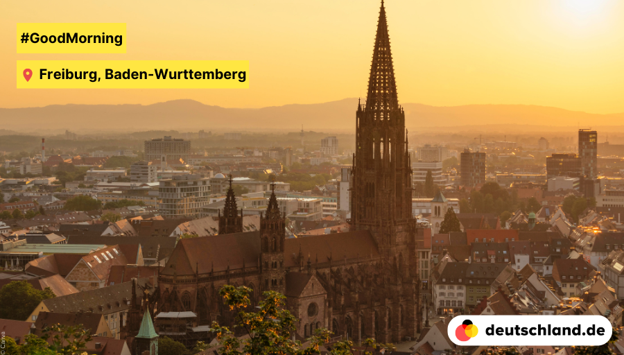 🌅 #GoodMorning from #Freiburg in #BadenWurttemberg! 🏛️ 💓 The picturesque town in the heart of the #BlackForest impresses with historic buildings, such as Freiburg Minster and the magnificent #Johannes Church. #Germany #BOTD #FreiburgimBreisgau